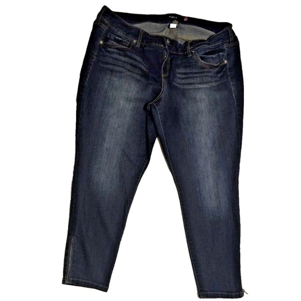 TORRID PLUS SIZE CROP CLASSIC DARK WASH STRETCH SKINNY JEANS ZIP ANKLES  18